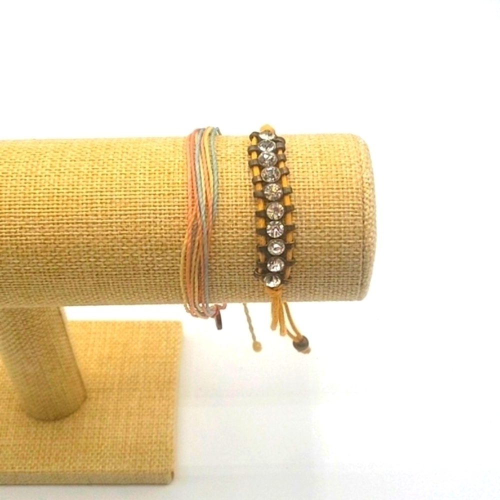 PURA VIDA Bracelets Rhinestones Colors of yellow blue & peach threading